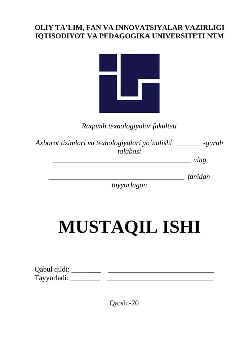 Axborot tizimlari va texnologiyalari yo`nalishi