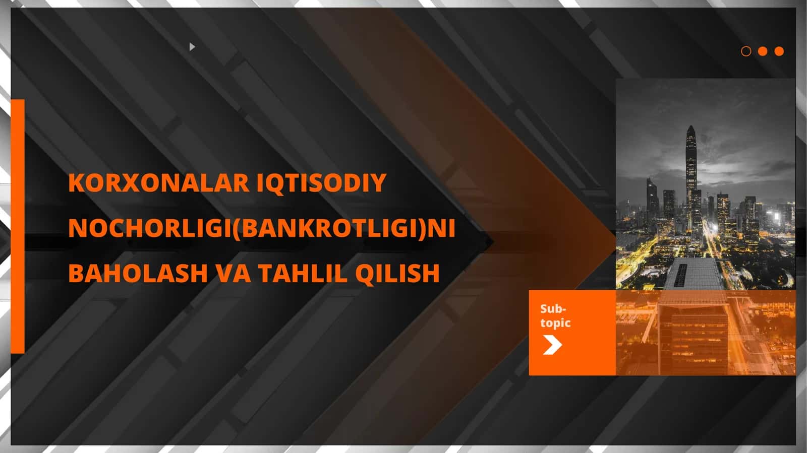Korxonalar iqtisodiy nochorligini baholash va tahlil qilish