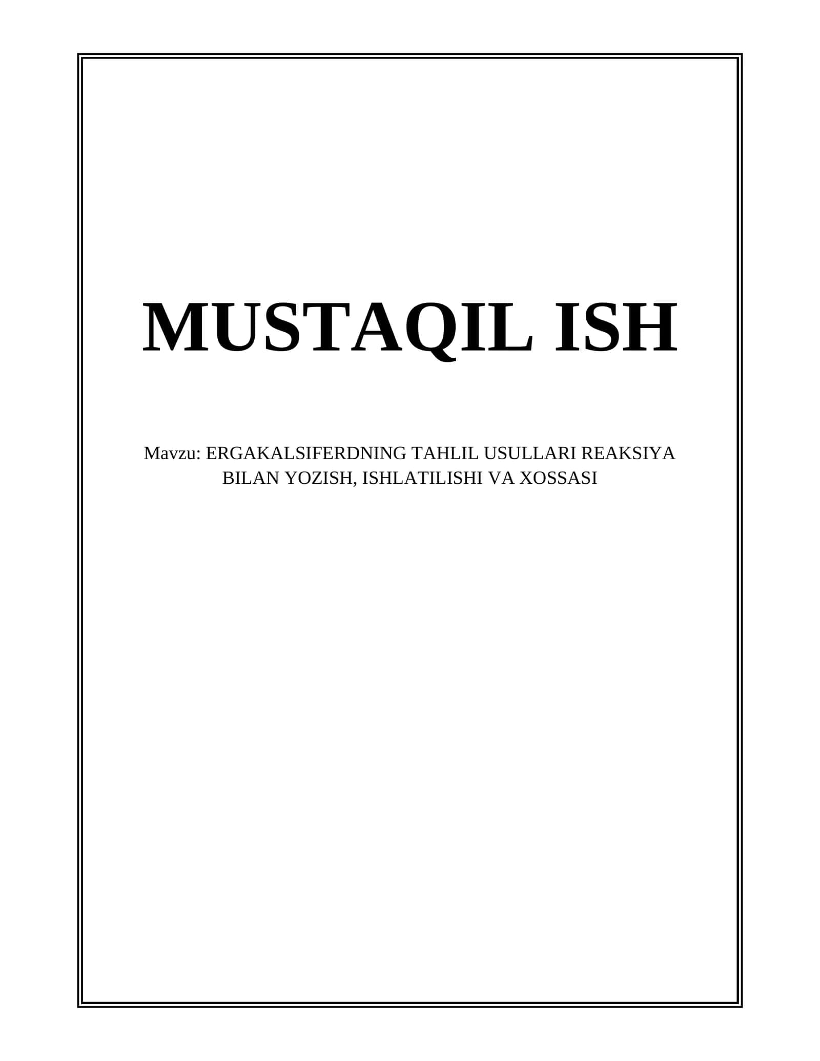Ergakalsiferdning tahlil usullari