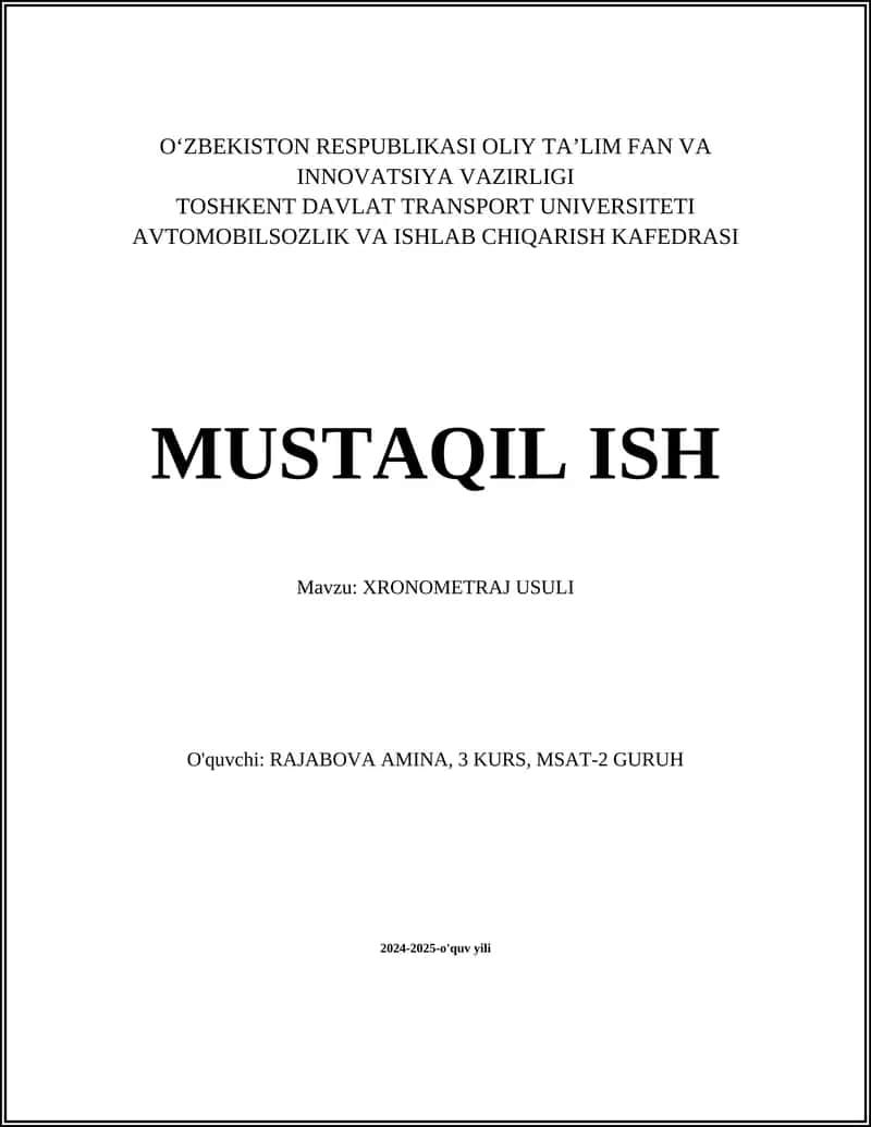XRONOMETRAJ USULI