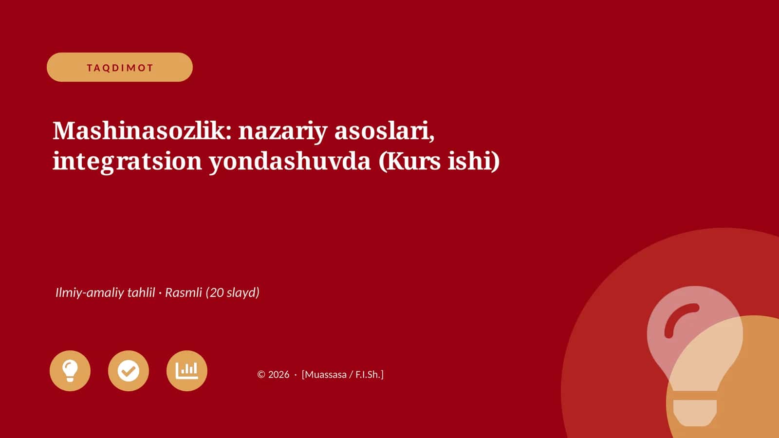 Mashinasozlik: nazariy asoslari, integratsion yondashuvda (Kurs ishi)