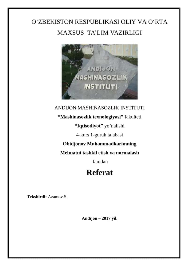 Mehnat resurslarining shakllanishi va ulardan foydalanish