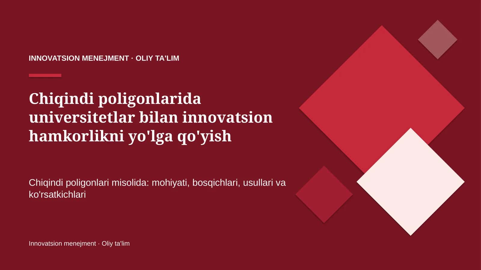 Chiqindi poligonlarida universitetlar bilan innovatsion hamkorlikni yo'lga qo'yish