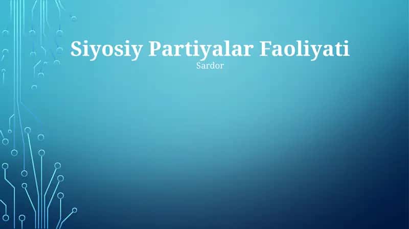 Siyosiy Partiyalar Faoliyati