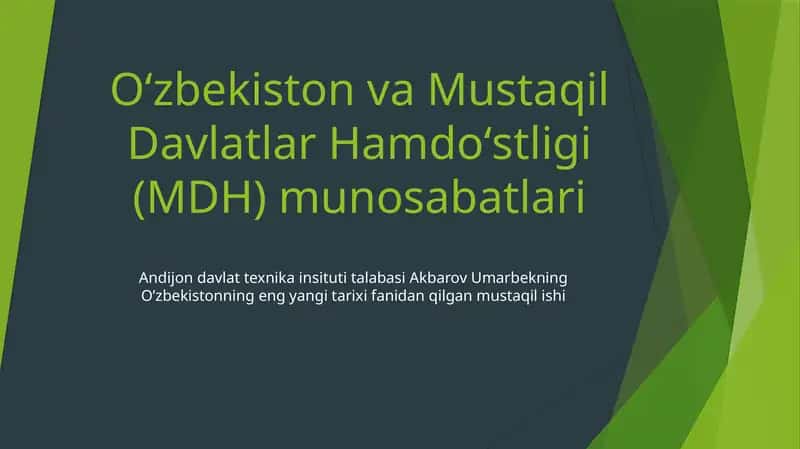 Oʻzbekiston va Mustaqil Davlatlar Hamdoʻstligi (MDH) munosabatlari