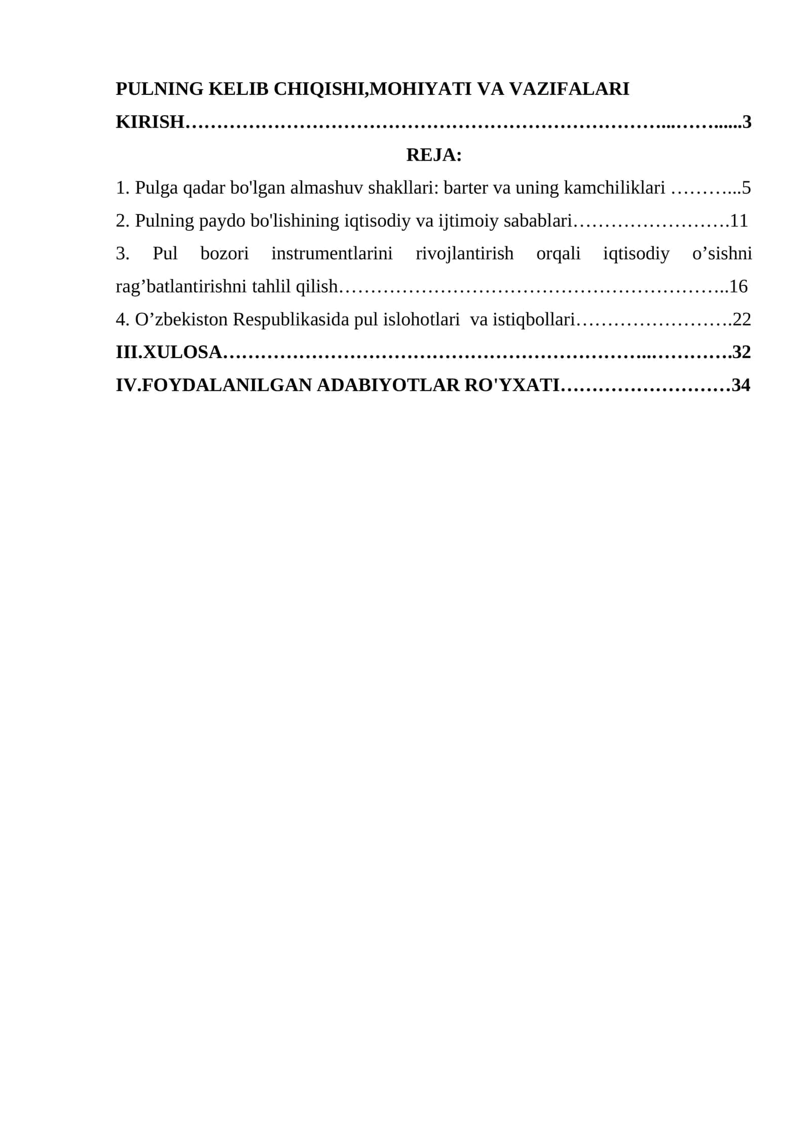 PULNING KELIB CHIQISHI, MOHIYATI VA VAZIFALARI