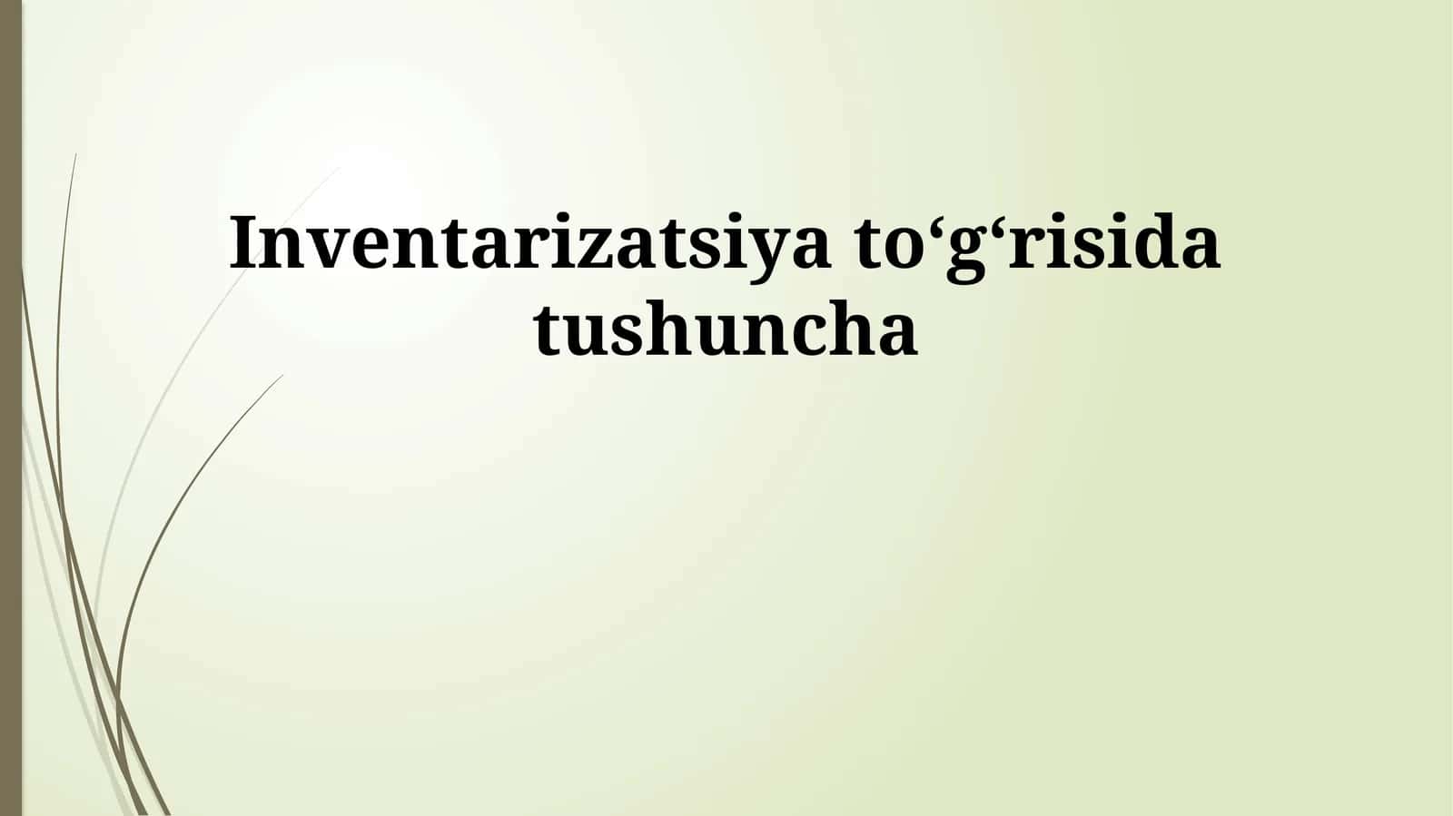 Inventarizatsiya toʻgʻrisida tushuncha