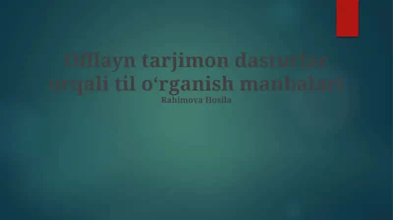 Offlayn tarjimon dasturlar