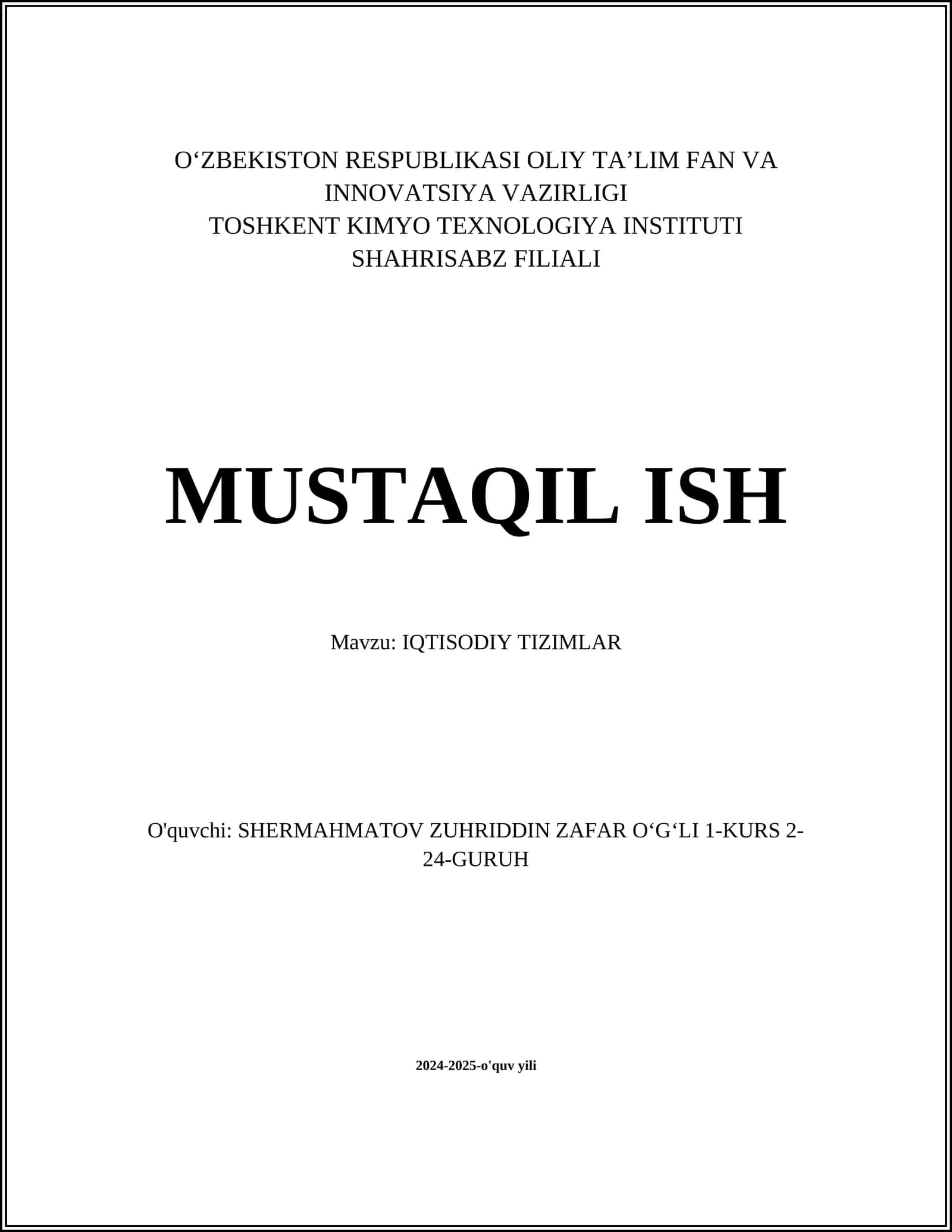 Iqtisodiy tizimlar