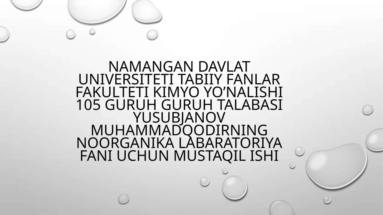 Kimyo yo’nalishi 105 guruh
