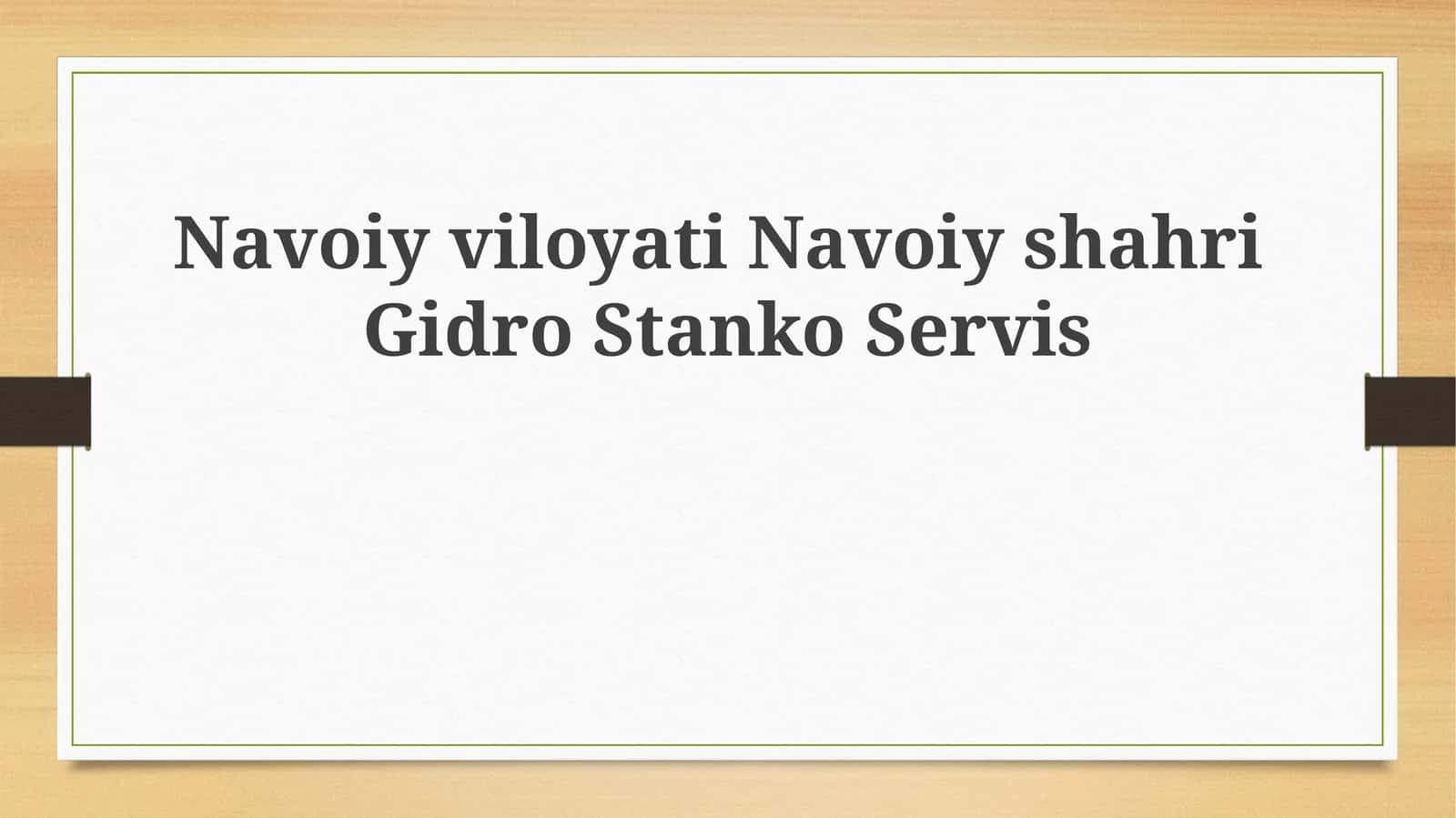 "Gidro Stanko Servis" kompaniyasi: Faoliyat va istiqbollari