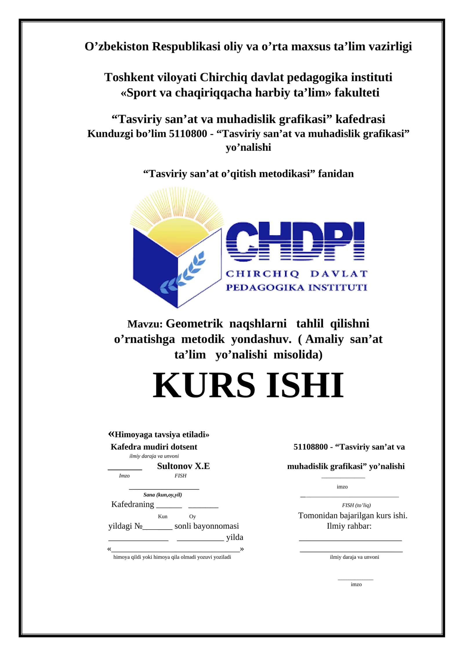 Geometrik naqshlarni tahlil qilishni o’rnatishga metodik