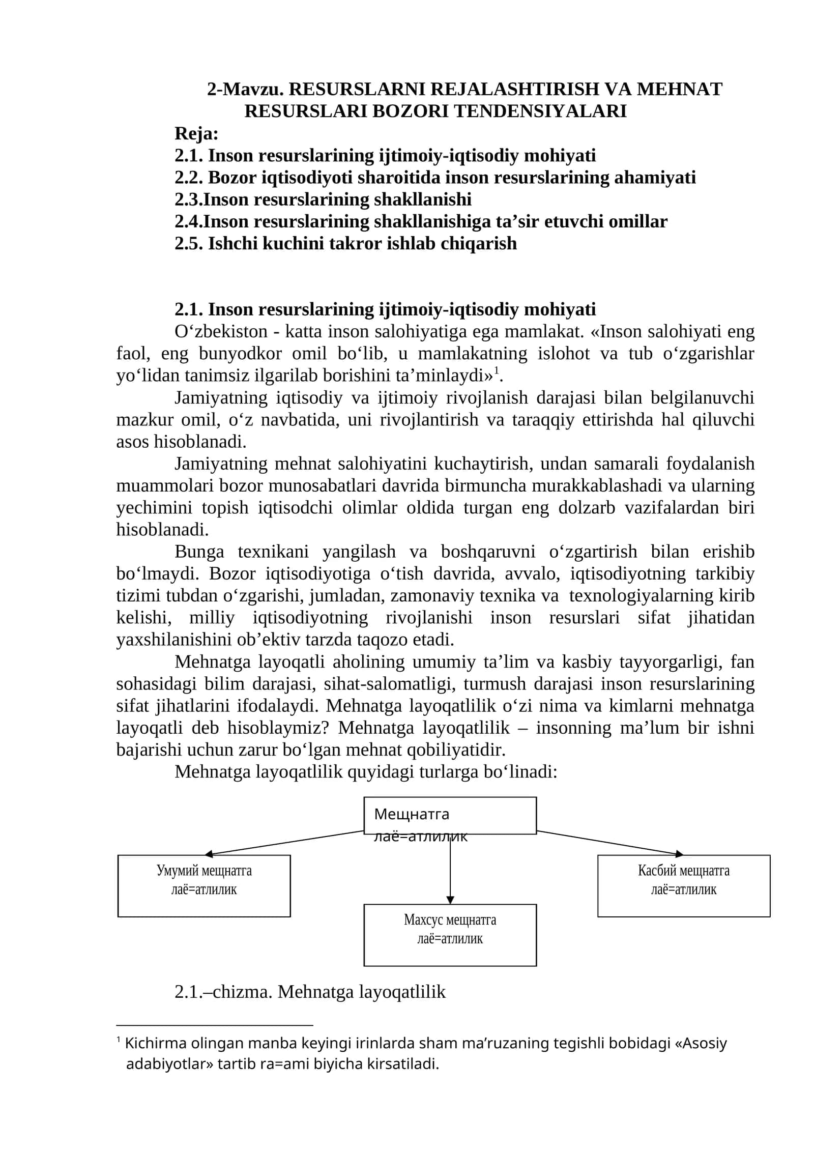 Inson resurslarining ijtimoiy-iqtisodiy mohiyati