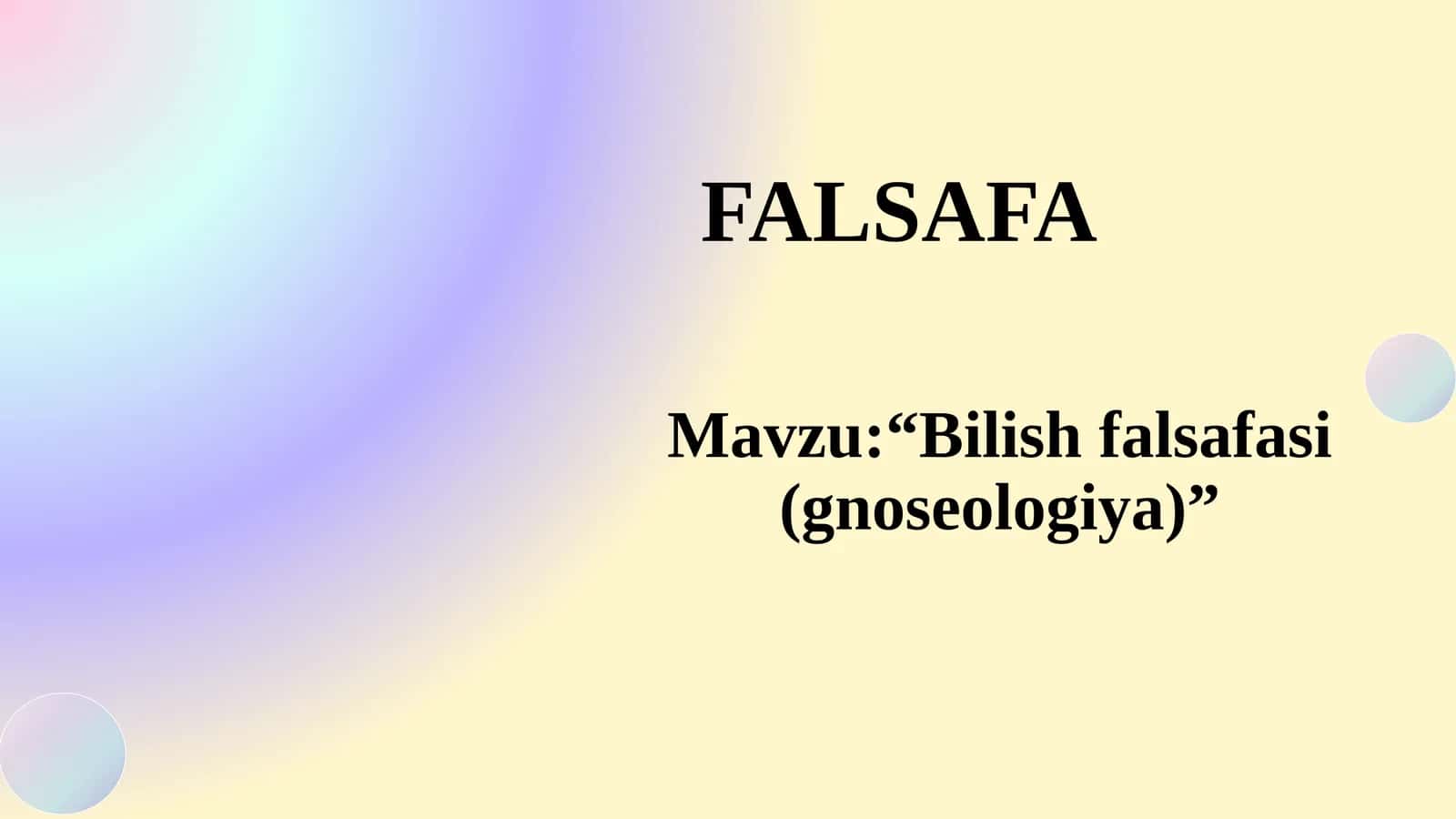 Bilish falsafasi (gnoseologiya)