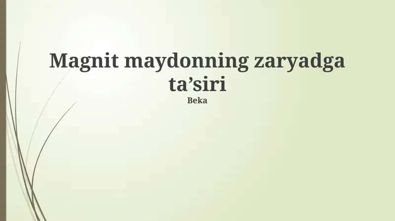 Magnit maydonning zaryadga ta’siri