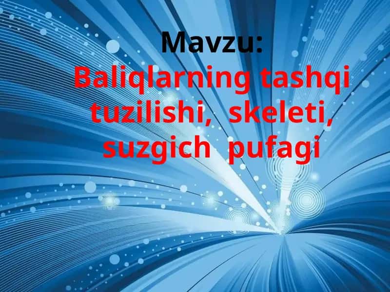 Baliqlarning tashqi tuzilishi, skeleti, suzgich pufagi