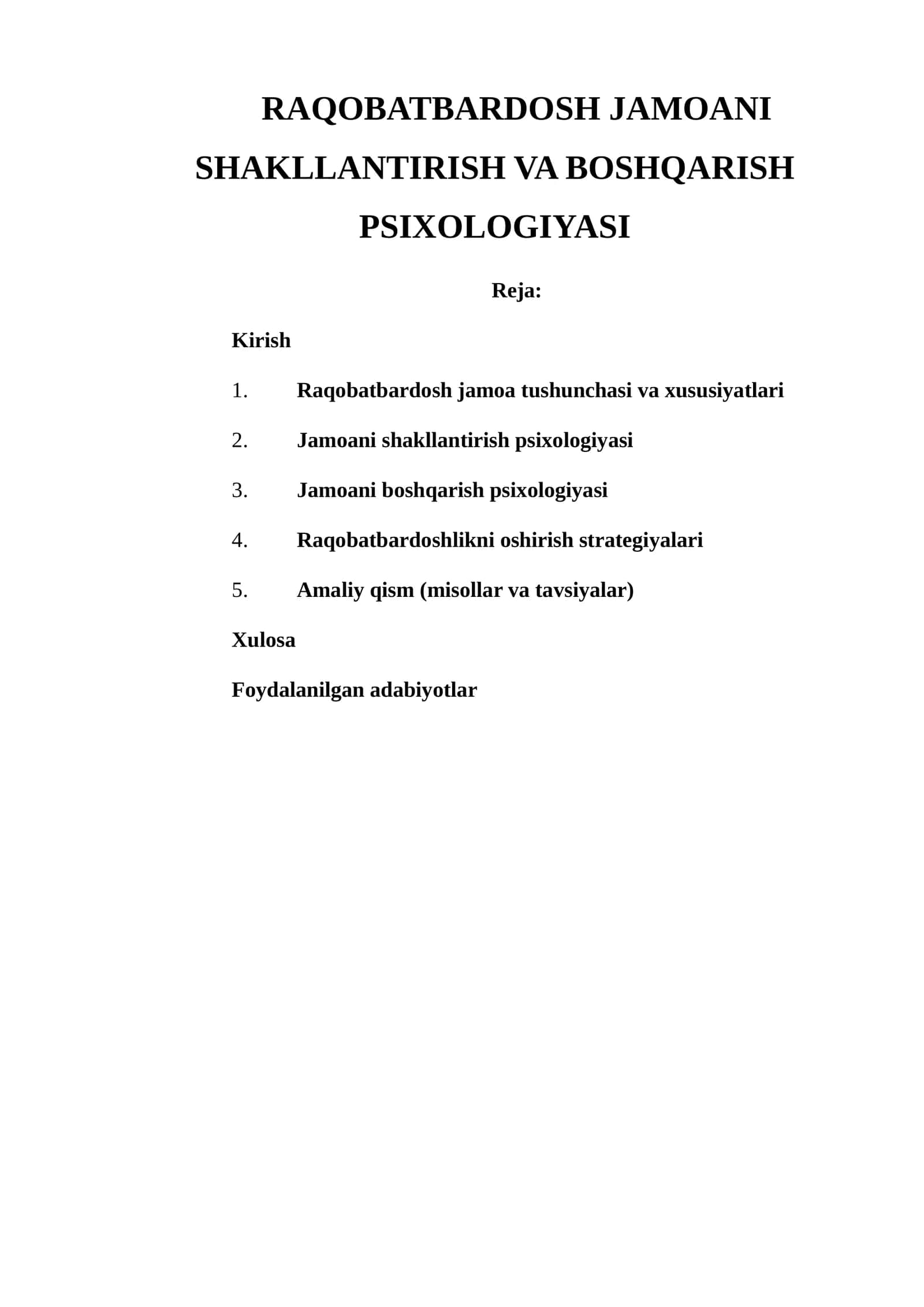 RAQOBATBARDOSH JAMOANI SHAKLLANTIRISH VA BOSHQARISH PSIXOLOGIYASI