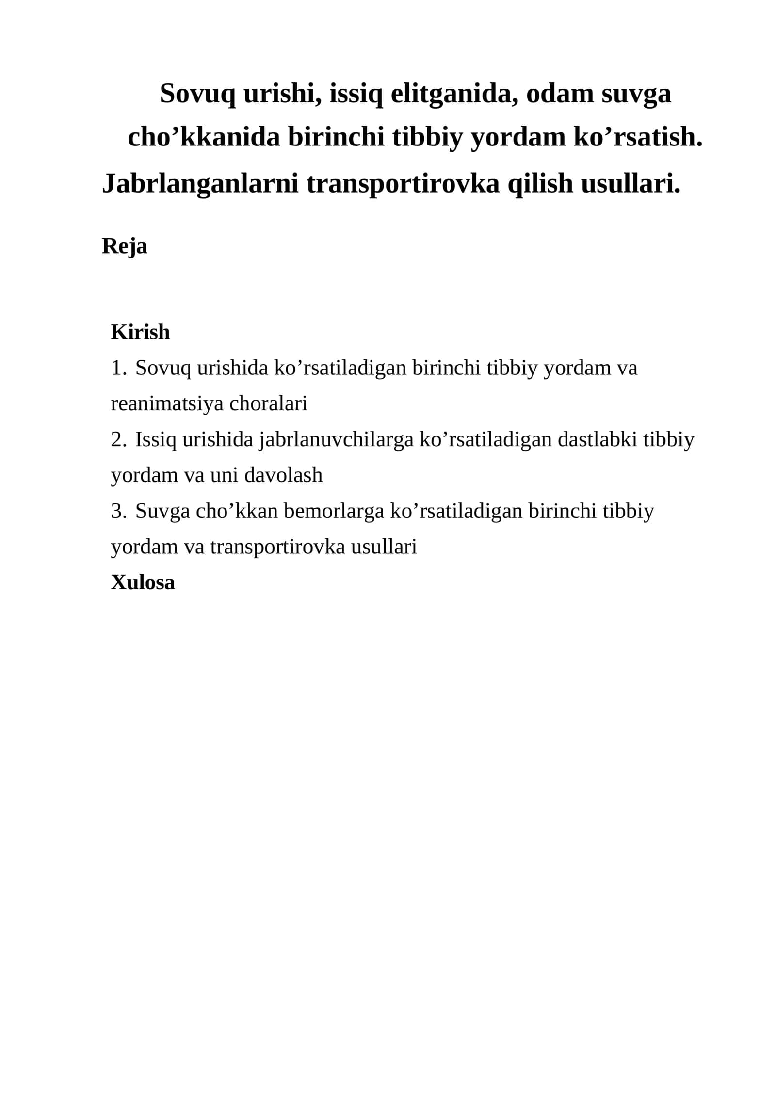 Foydalanilgan adabiyotlar ro’yxati