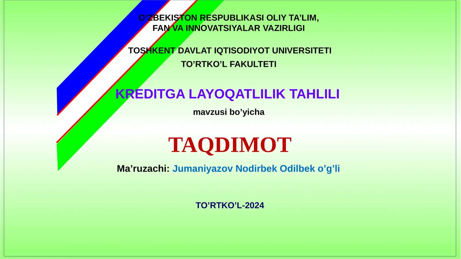 KREDITGA LAYOQATLILIK TAHLILI