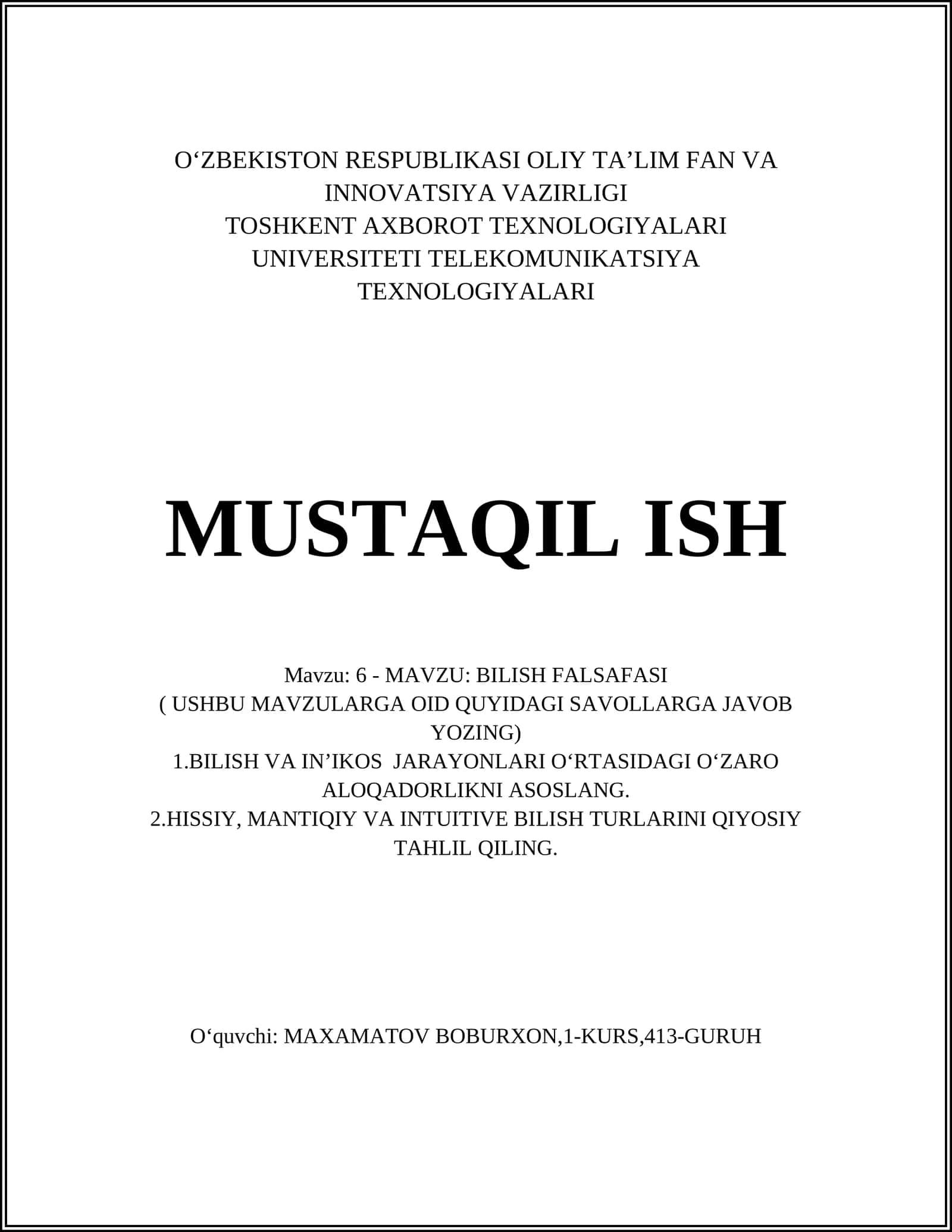 BILISH FALSAFASI