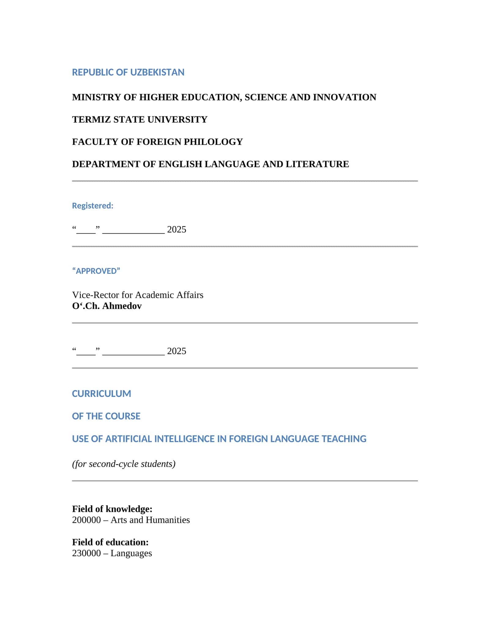 Use of Artificial Intelligence in Foreign Language Teaching