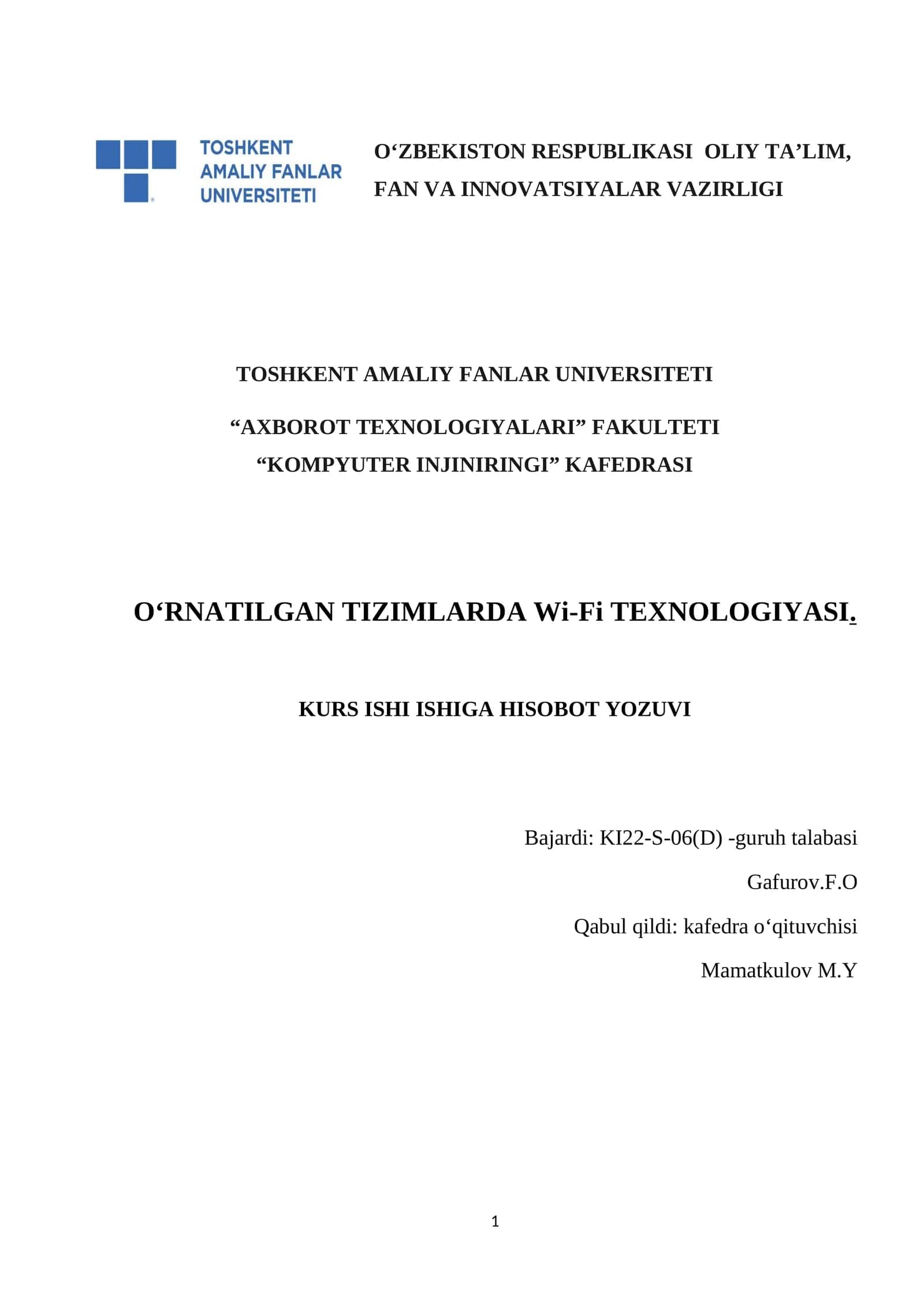 Wi-Fi TEXNOLOGIYASI