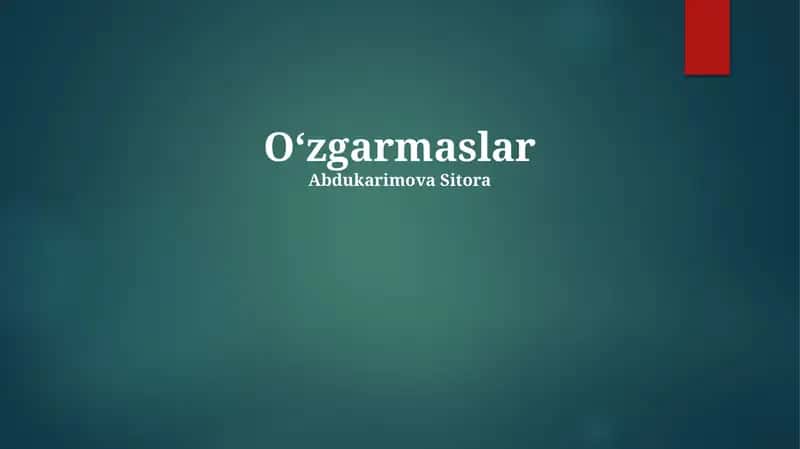 Oʻzgarmaslar