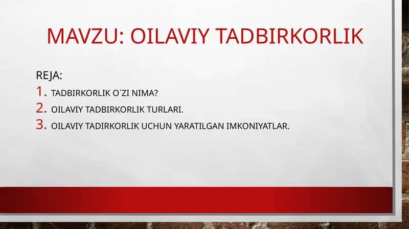 OILAVIY TADBIRKORLIK