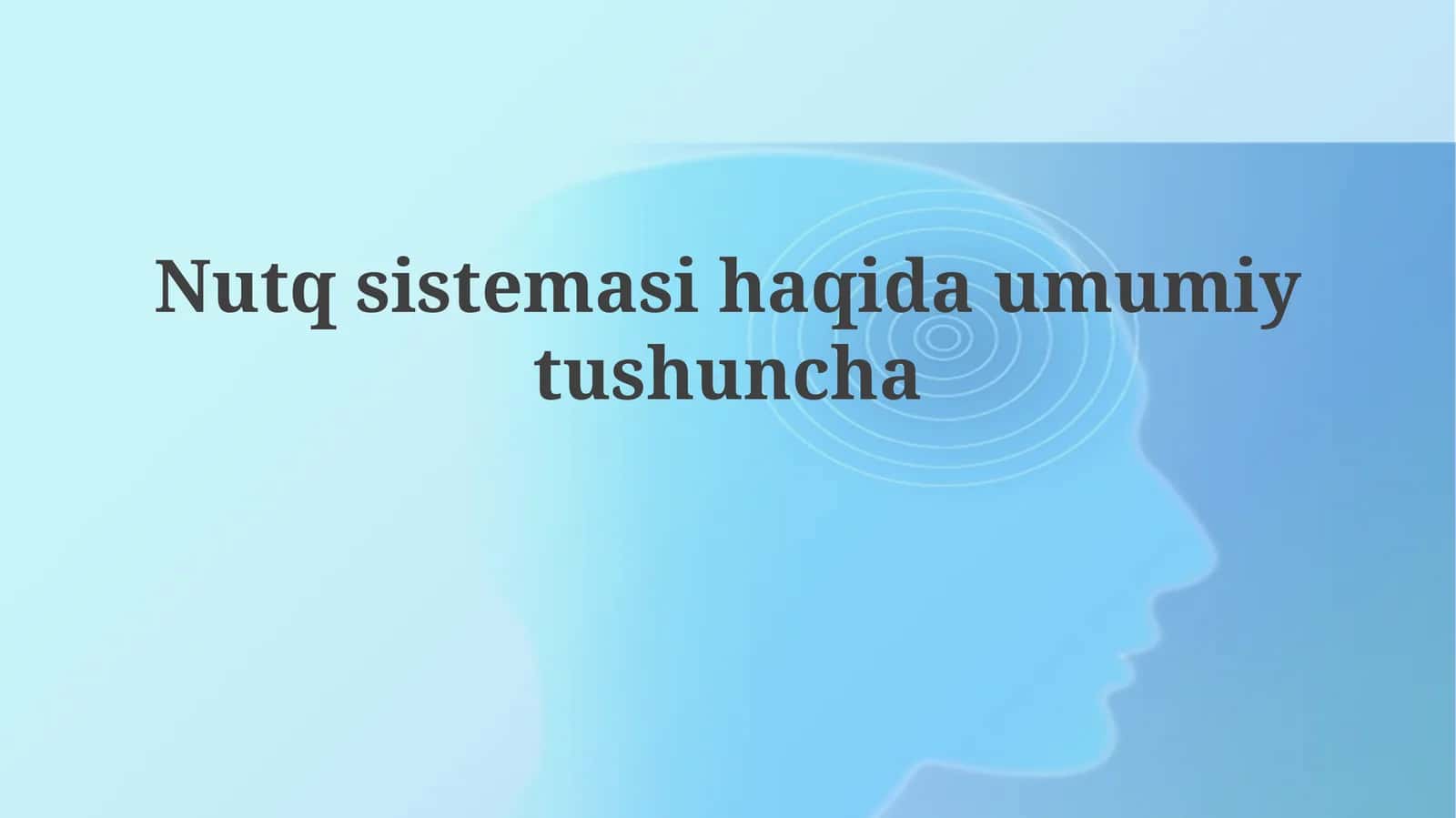 Nutq tizimasining umumiy tushunchalari