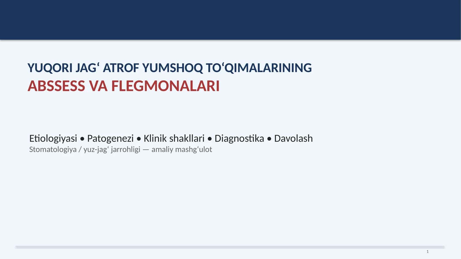 ABSSЕSS VA FLEGMONALARI