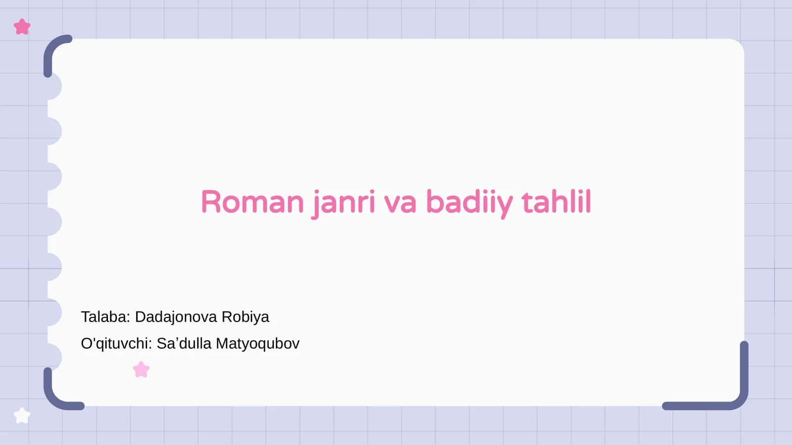 Roman janri va badiiy tahlil
