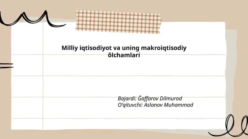 Milliy iqtisodiyot va uning makroiqtisodiy õlchamlari