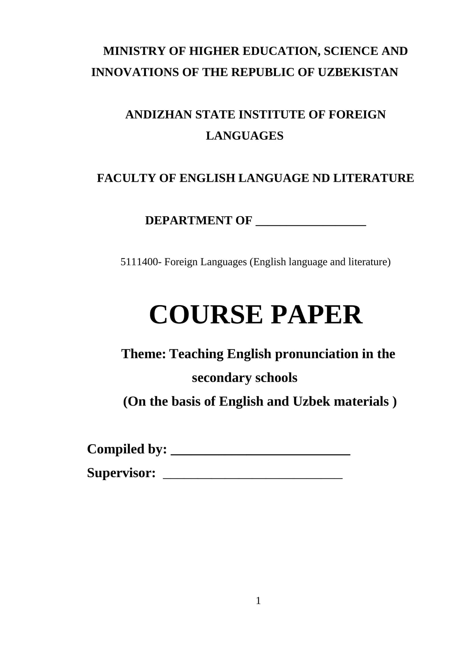 English Pronunciation Course Paper