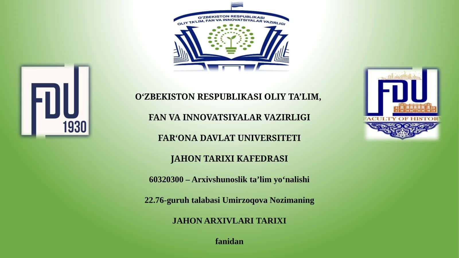 JAHON ARXIVLARI TARIXI