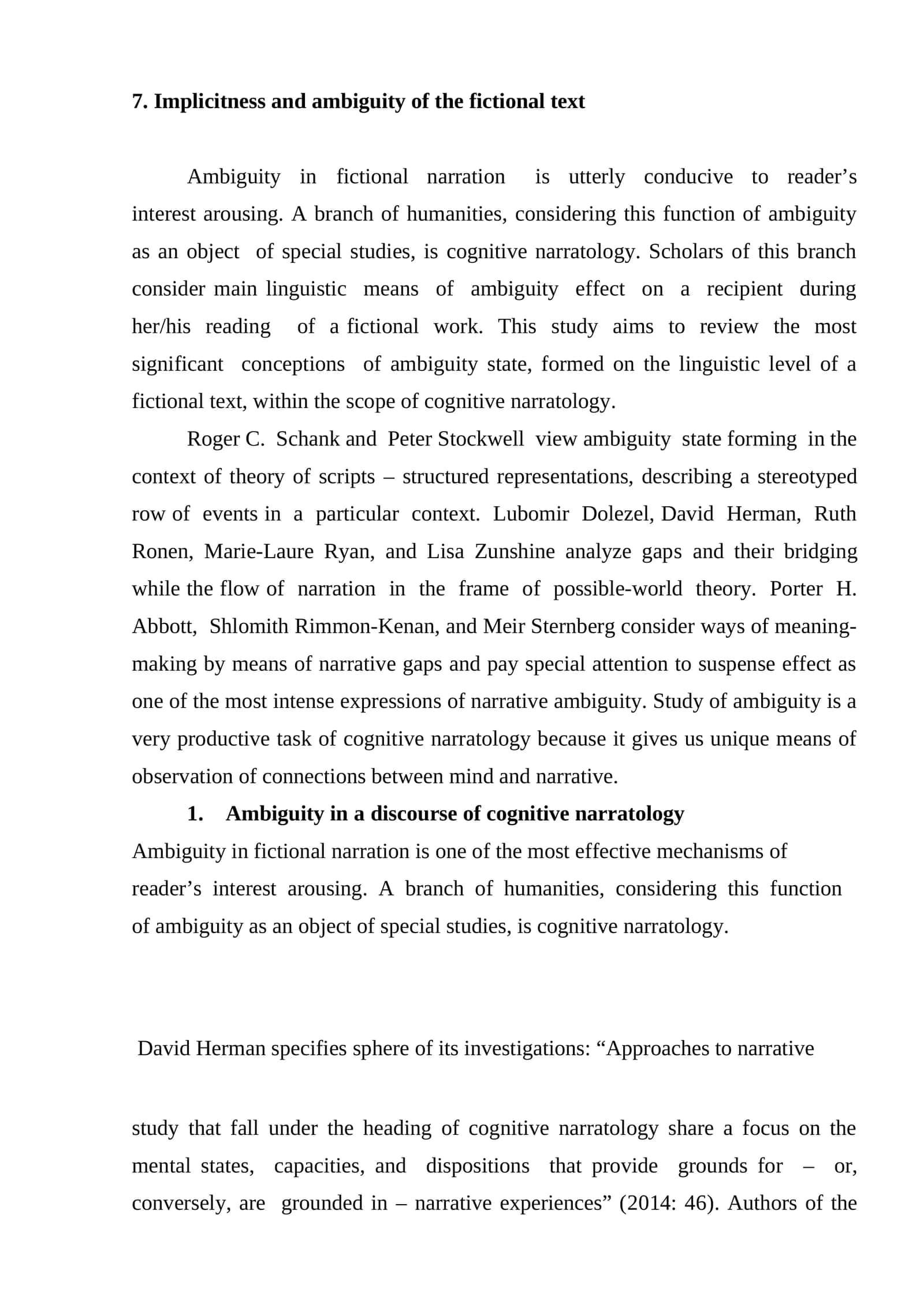Implicitness and ambiguity of the fictional text
