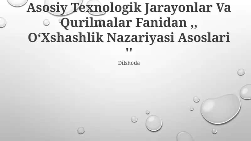 O'xshashlik Nazariyasi Asoslari