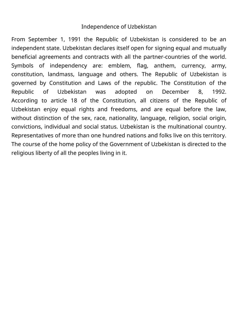 Independence of Uzbekistan