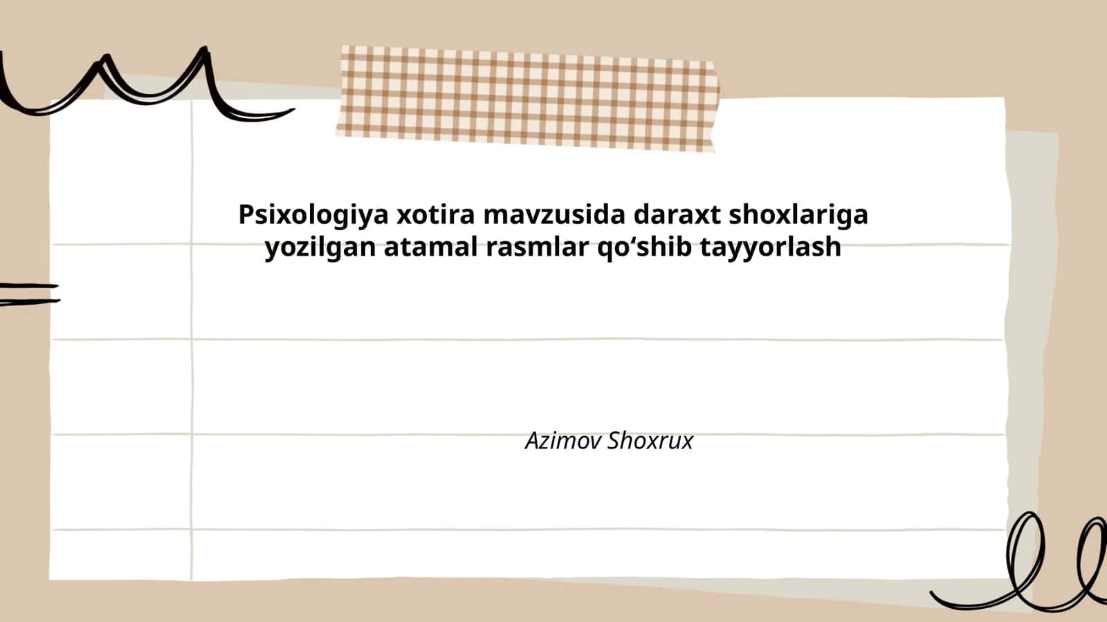 Psixologiya xotira mavzusida daraxt shoxlariga yozilgan atamal rasmlar qoʻshib tayyorlash
