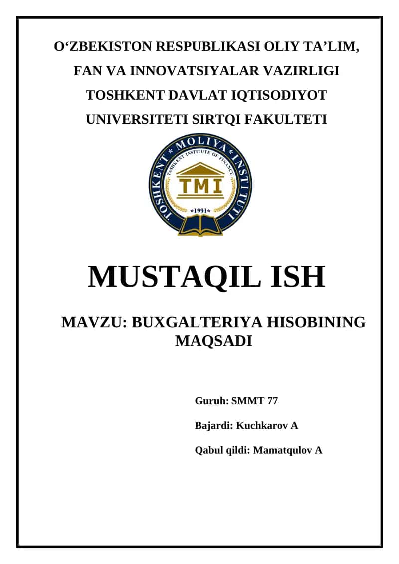 Buxgalteriya hisobining maqsadi