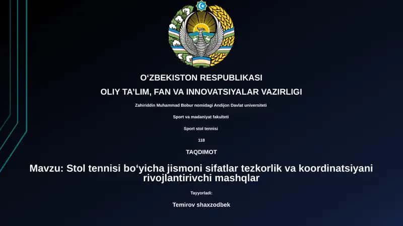 Stol tennisi boʻyicha jismoni sifatlar tezkorlik va koordinatsiyani rivojlantirivchi mashqlar