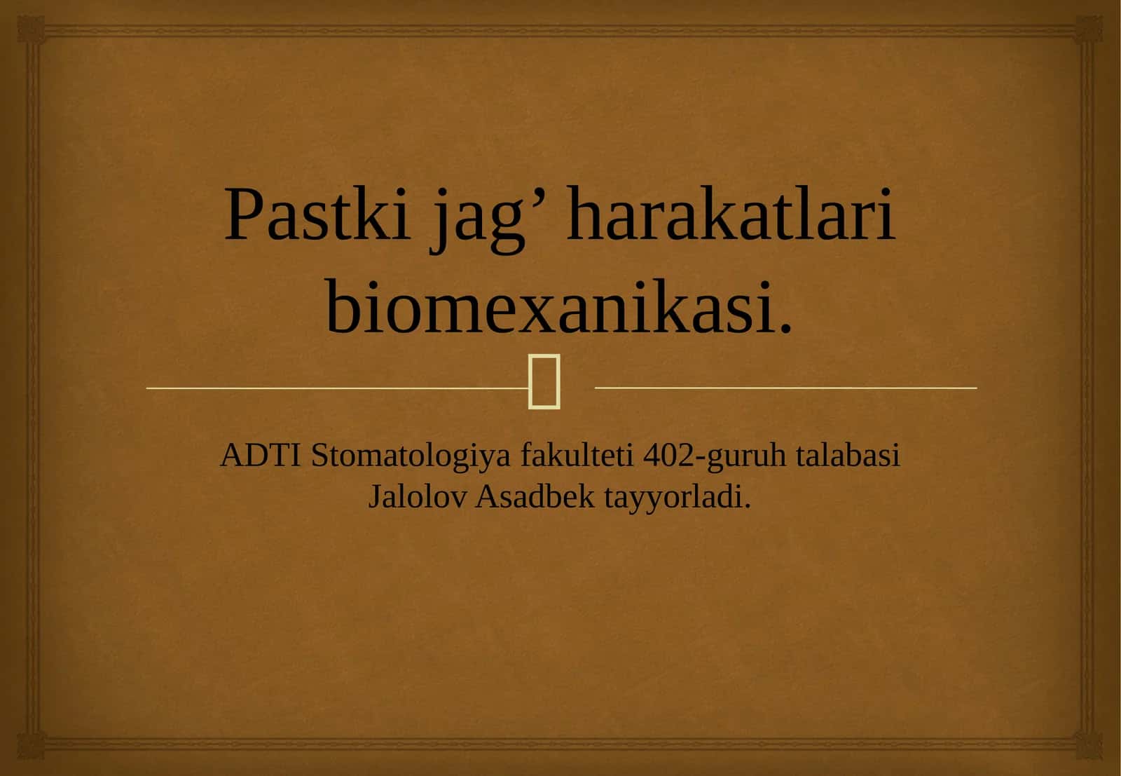 Pastki jag’ harakatlari biomexanikasi.