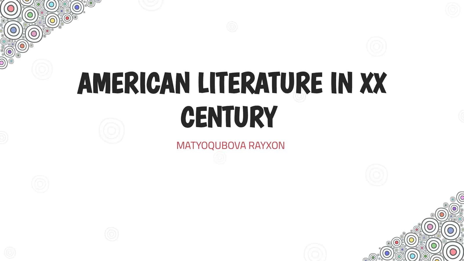 AMERICAN LITERATURE IN XX CENTURY