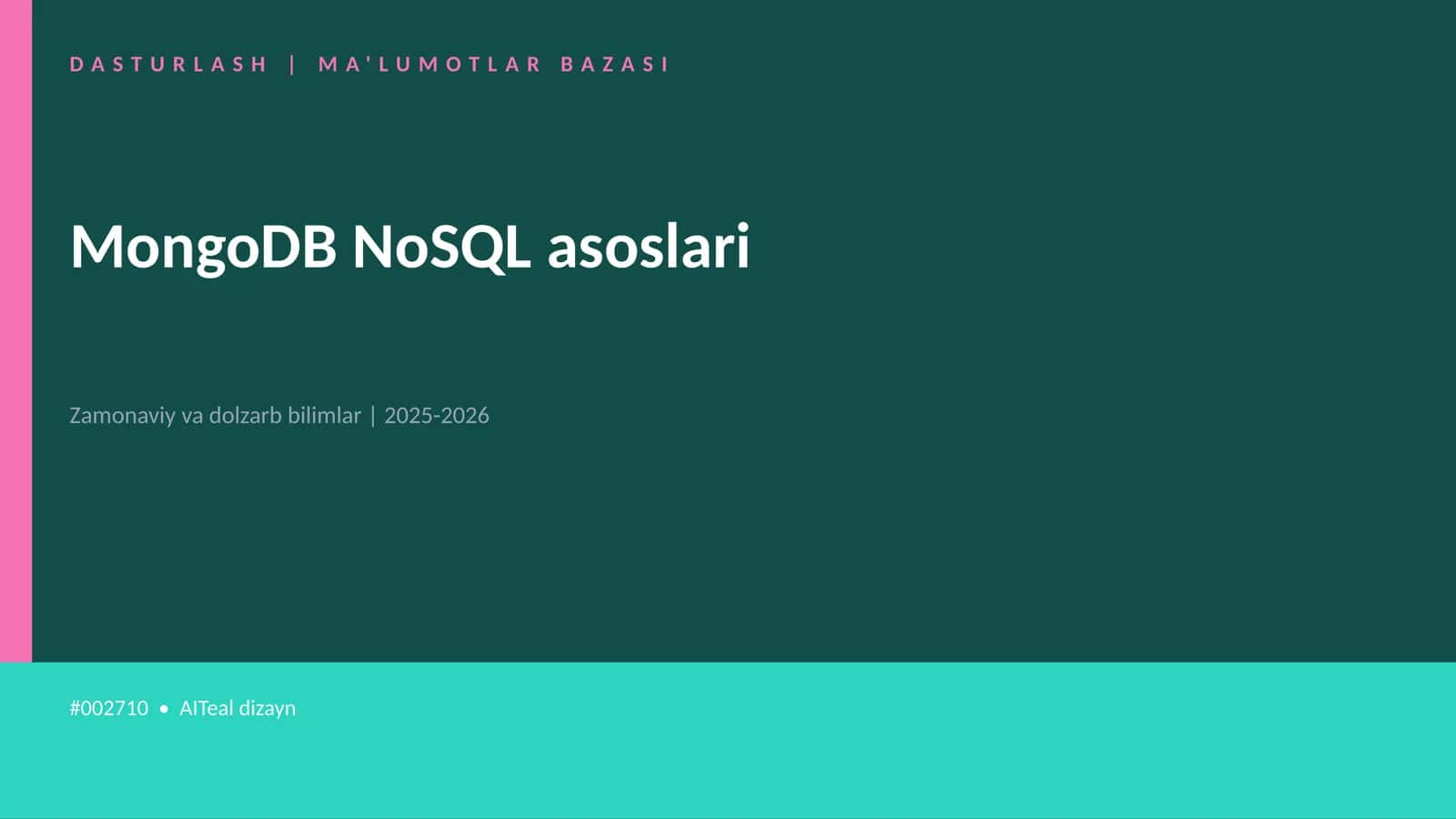 MongoDB NoSQL asoslari