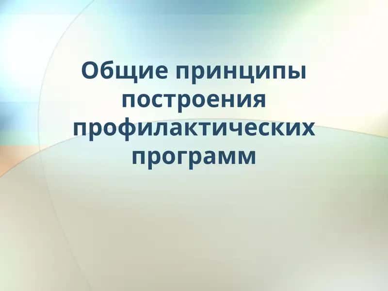 Общие принципы построения профилактических программ