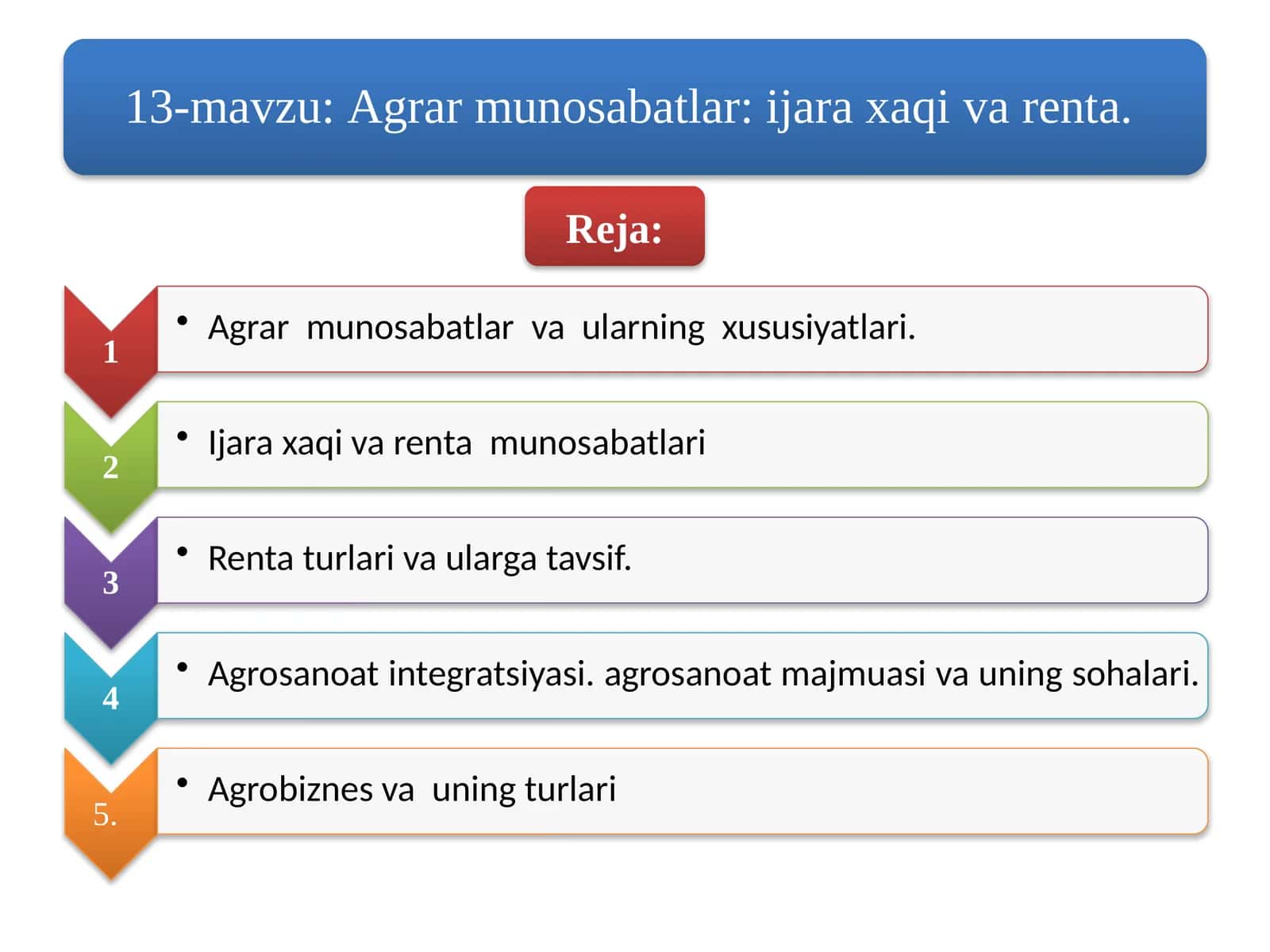 Agrar munosabatlar ijara xaqi va renta