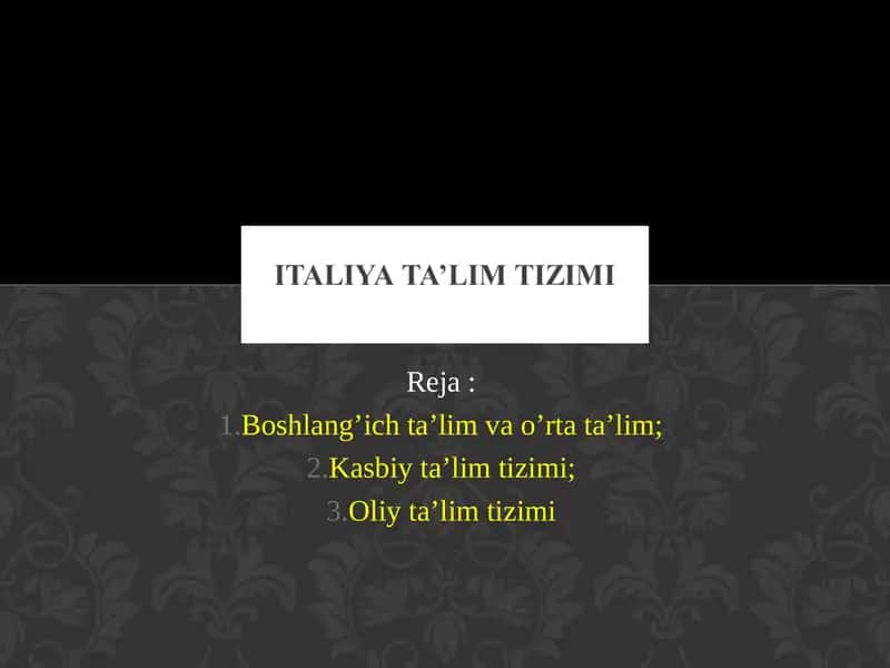 Italiya ta’lim tizimi