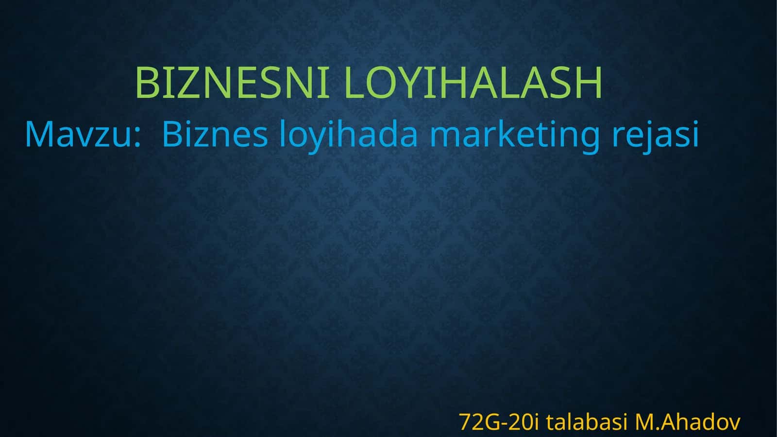 Biznes Loyihasi