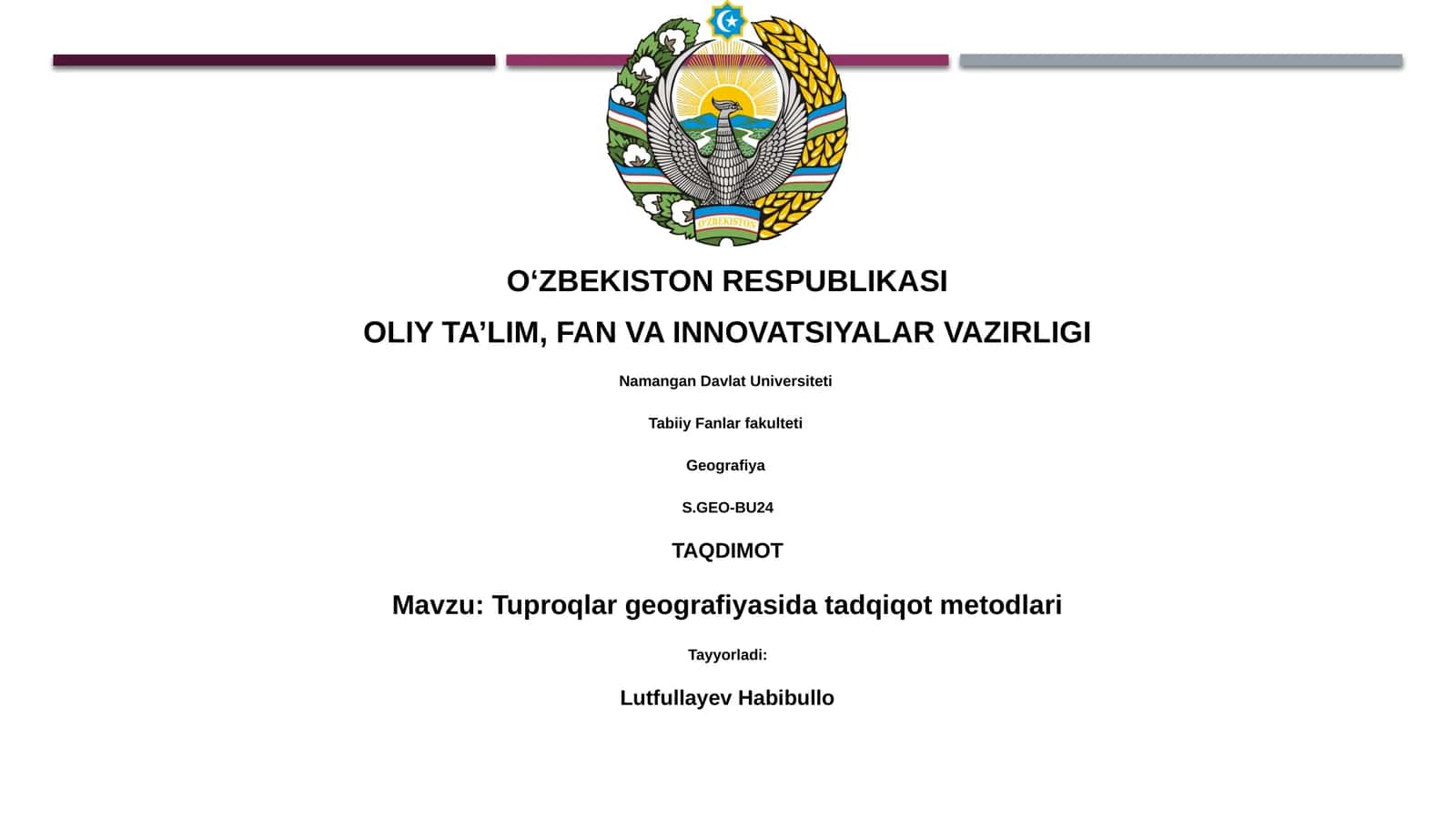 Tuproqlar geografiyasida tadqiqot metodlari