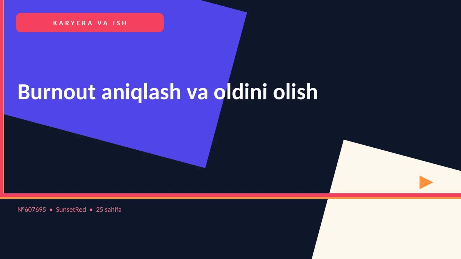 Burnout aniqlash va oldini olish