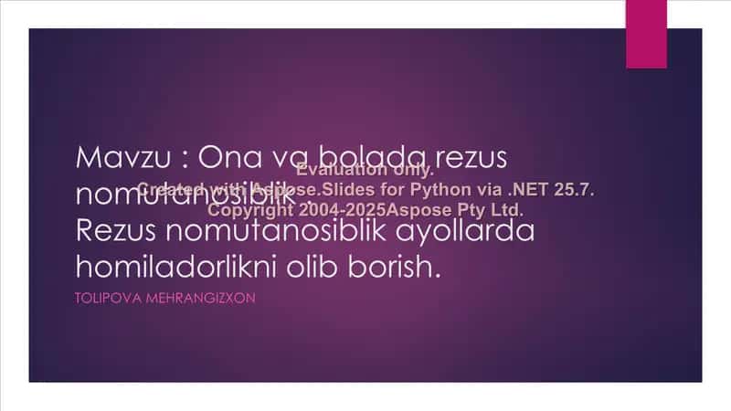 Rezus nomutanosiblik va homiladorlik